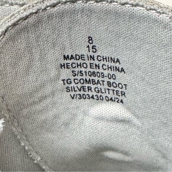 Old Navy Toddler Girl's Combat Boot Silver Glitter Low Heel Ankle Boots Sz 8 NWT - Picture 5 of 9